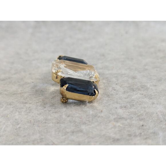 Vintage Avon Retro 3 Rhinestone Brooch Bar Pin Bue Clear Glass - Picture 2 of 8